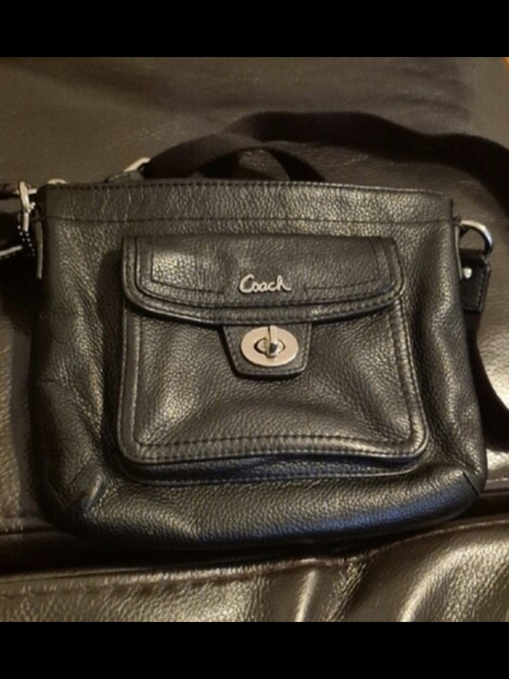 Coach Black Pebbled Leather Messenger Crossbody